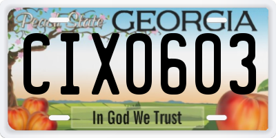 GA license plate CIX0603