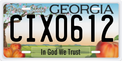 GA license plate CIX0612