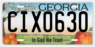 GA license plate CIX0630