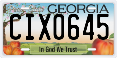 GA license plate CIX0645