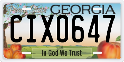 GA license plate CIX0647