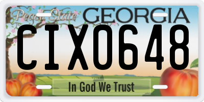 GA license plate CIX0648