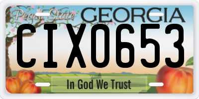 GA license plate CIX0653