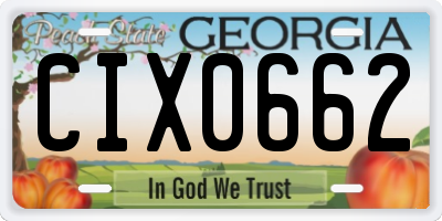 GA license plate CIX0662