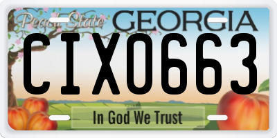 GA license plate CIX0663