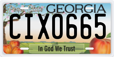 GA license plate CIX0665