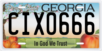 GA license plate CIX0666