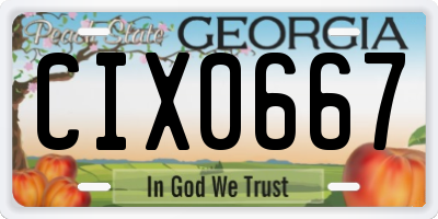 GA license plate CIX0667