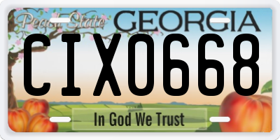 GA license plate CIX0668