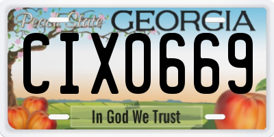 GA license plate CIX0669