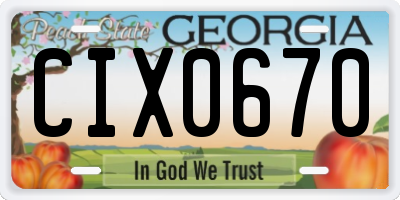 GA license plate CIX0670