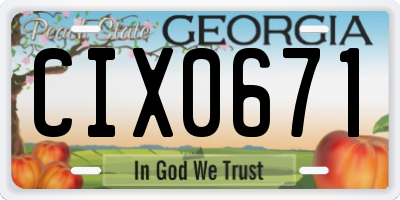 GA license plate CIX0671