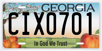 GA license plate CIX0701