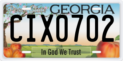 GA license plate CIX0702