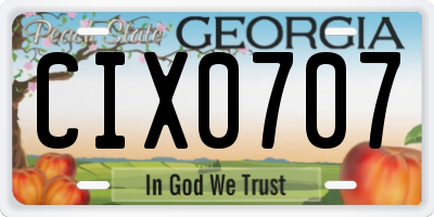 GA license plate CIX0707