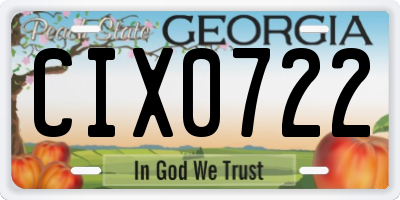 GA license plate CIX0722