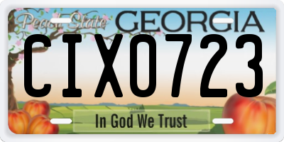 GA license plate CIX0723