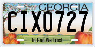 GA license plate CIX0727