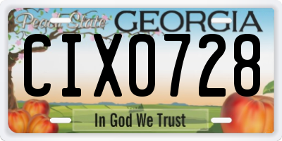 GA license plate CIX0728