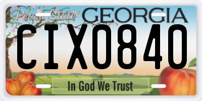 GA license plate CIX0840