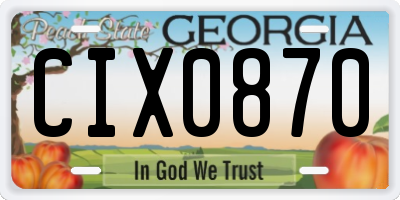 GA license plate CIX0870