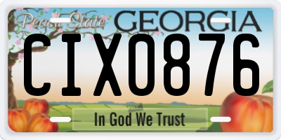 GA license plate CIX0876