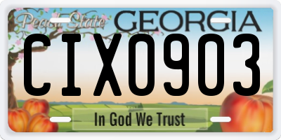 GA license plate CIX0903