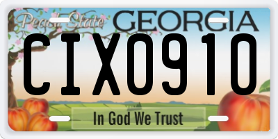 GA license plate CIX0910