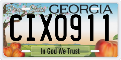 GA license plate CIX0911
