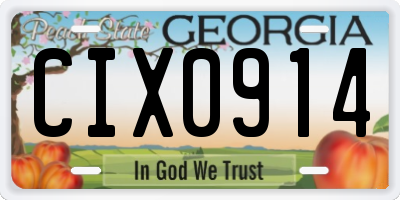 GA license plate CIX0914