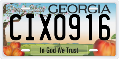 GA license plate CIX0916