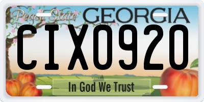 GA license plate CIX0920