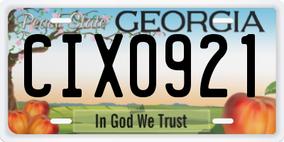 GA license plate CIX0921