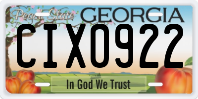 GA license plate CIX0922