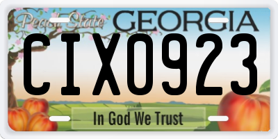 GA license plate CIX0923