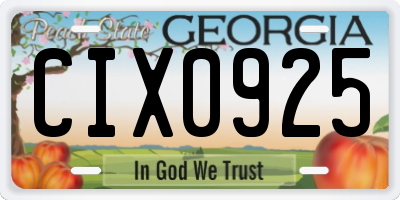 GA license plate CIX0925