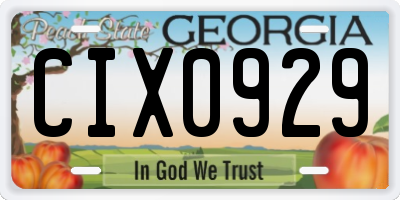 GA license plate CIX0929