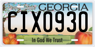 GA license plate CIX0930