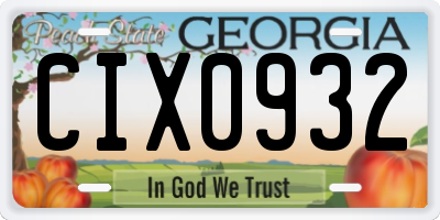 GA license plate CIX0932
