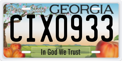 GA license plate CIX0933