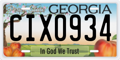 GA license plate CIX0934