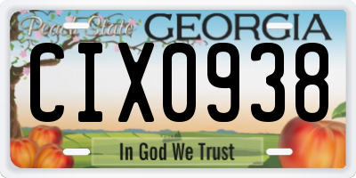 GA license plate CIX0938