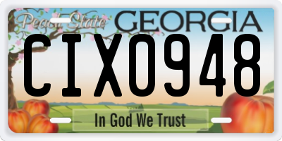 GA license plate CIX0948