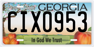 GA license plate CIX0953