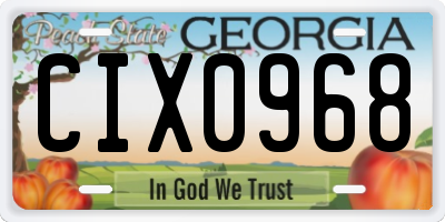 GA license plate CIX0968