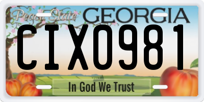 GA license plate CIX0981