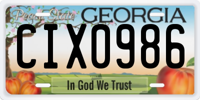 GA license plate CIX0986