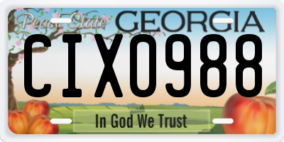 GA license plate CIX0988