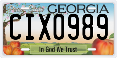 GA license plate CIX0989