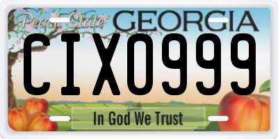 GA license plate CIX0999